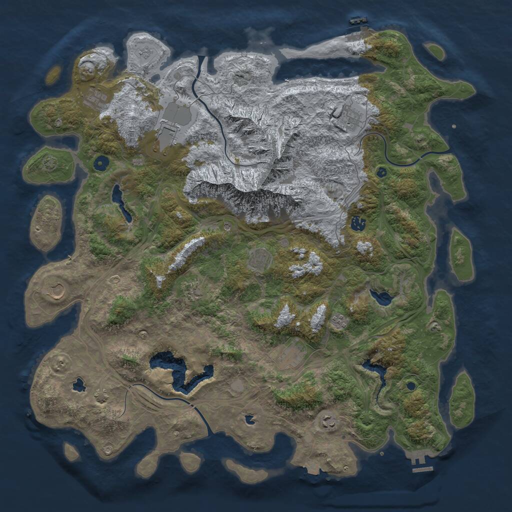 Rust Map: Procedural Map, Size: 5000, Seed: 442001, 16 Monuments