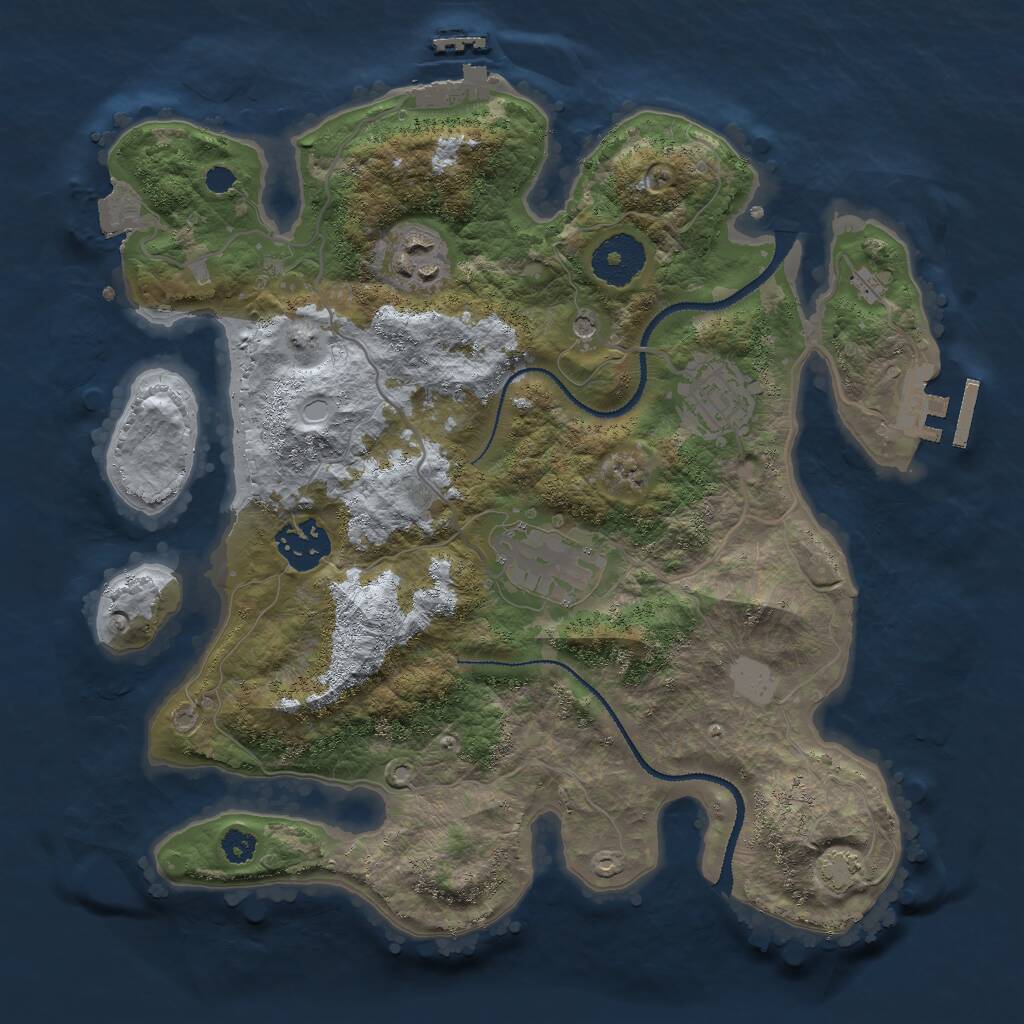 Rust Map: Procedural Map, Size: 3000, Seed: 1354, 9 Monuments