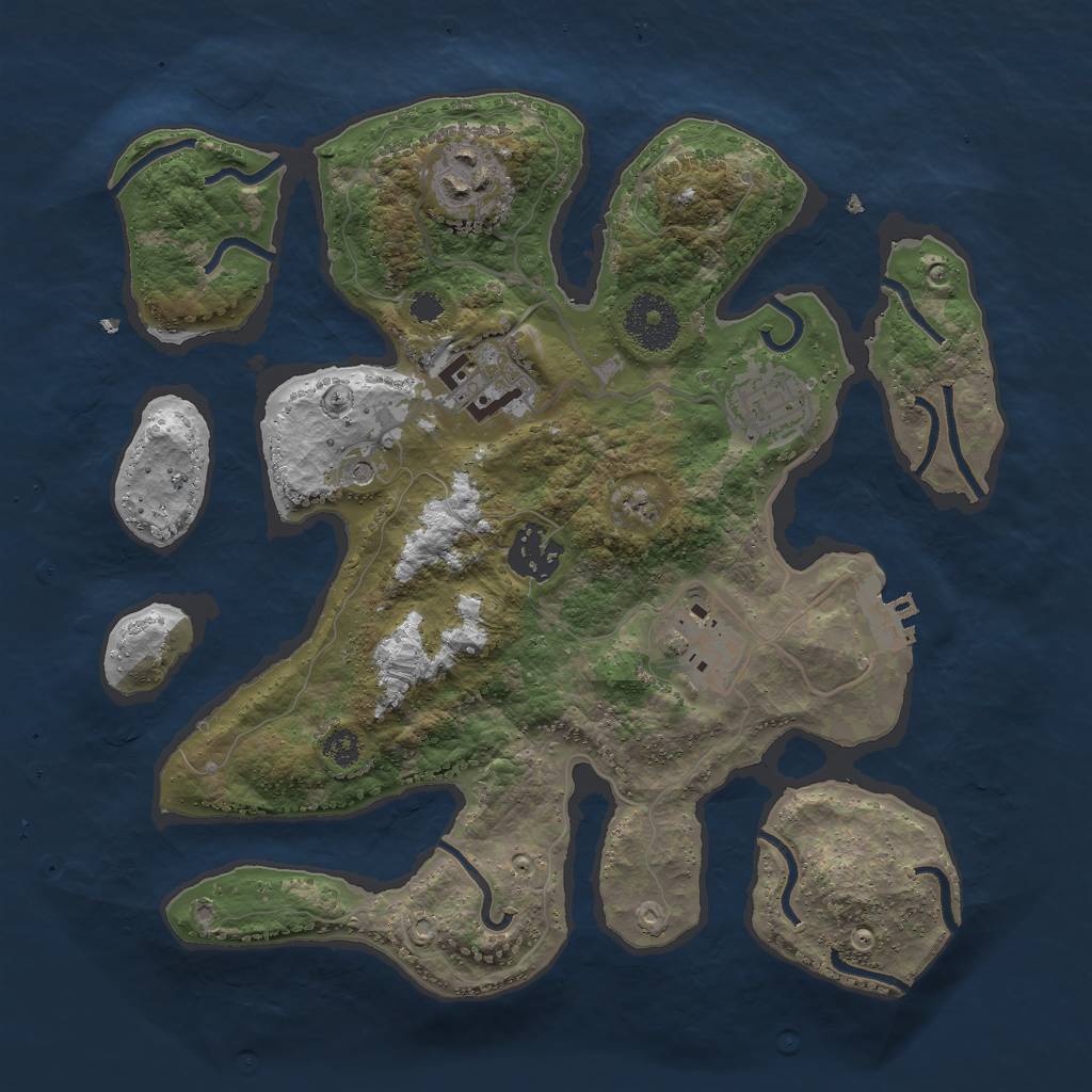 Rust Map: Procedural Map, Size: 3000, Seed: 1354, 9 Monuments