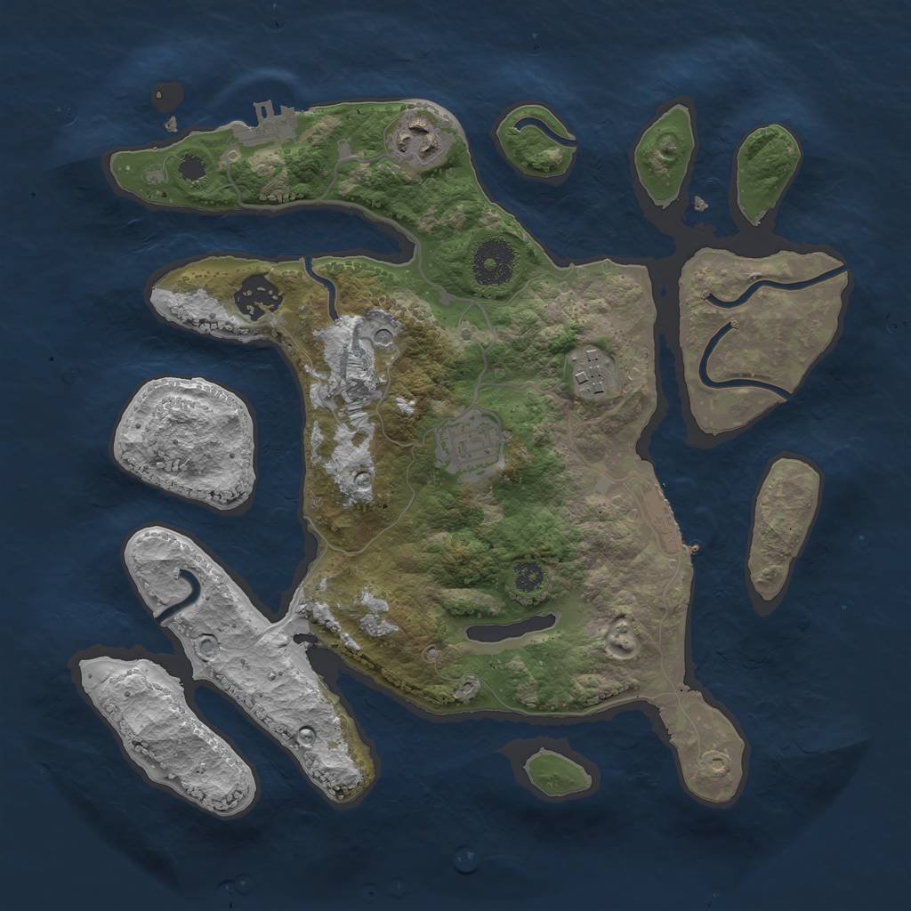 Rust Map: Procedural Map, Size: 3100, Seed: 63014564, 9 Monuments