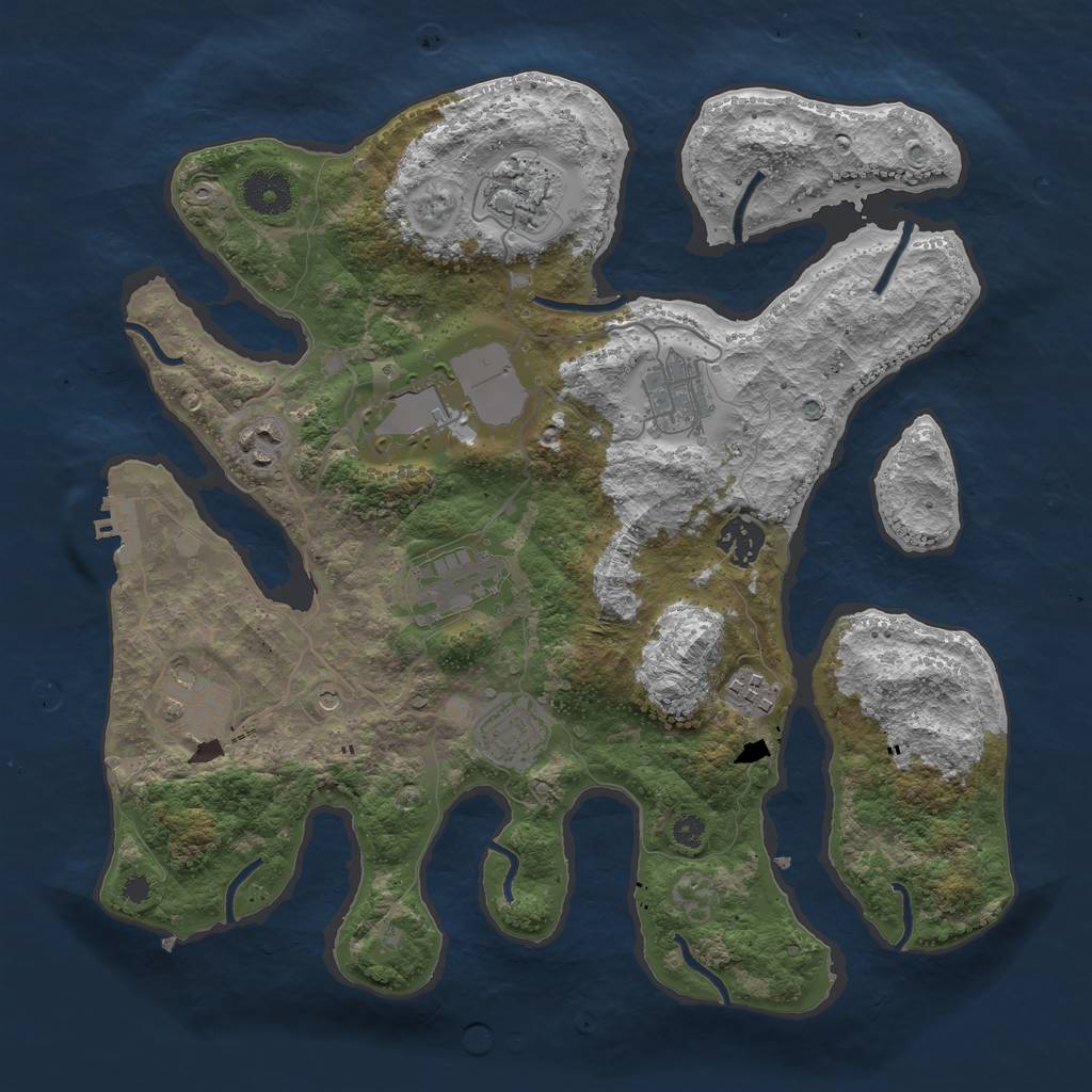 Rust Map: Procedural Map, Size: 3500, Seed: 228137386, 13 Monuments