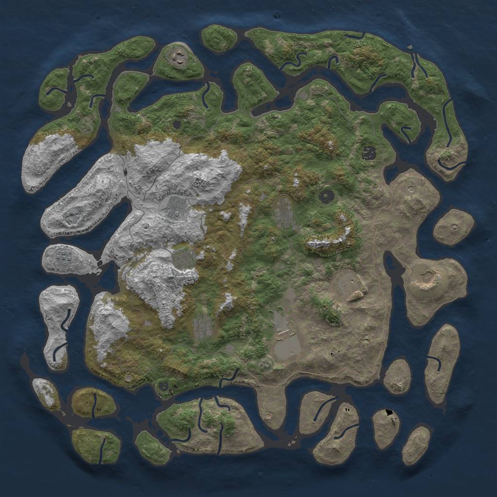 Rust Map: Procedural Map, Size: 5000, Seed: 5221136, 13 Monuments