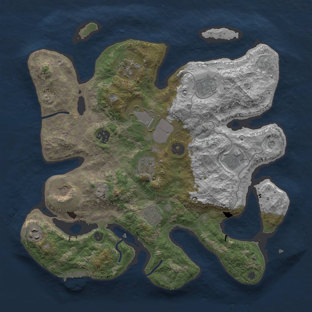 Rust Map: Procedural Map, Size: 3550, Seed: 572343, 14 Monuments