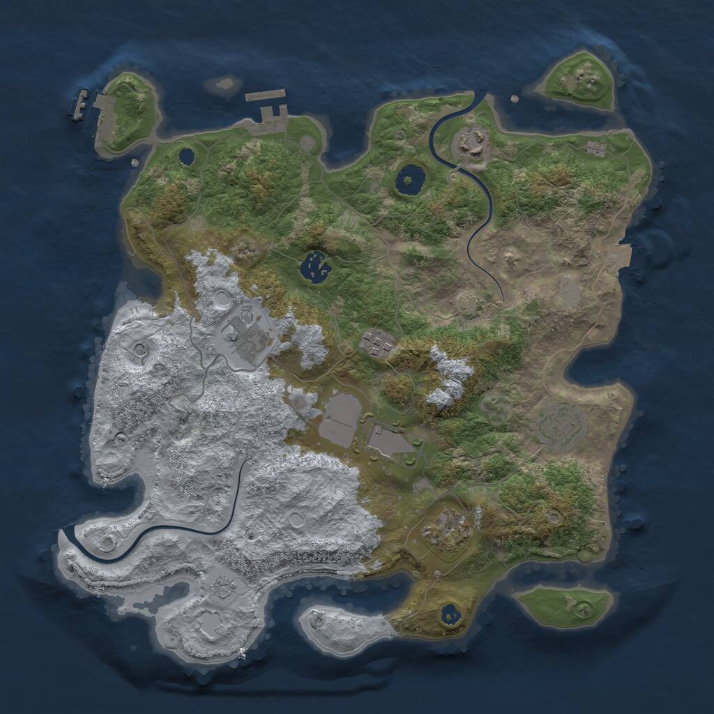 Rust Map: Procedural Map, Size: 3600, Seed: 114062745, 13 Monuments