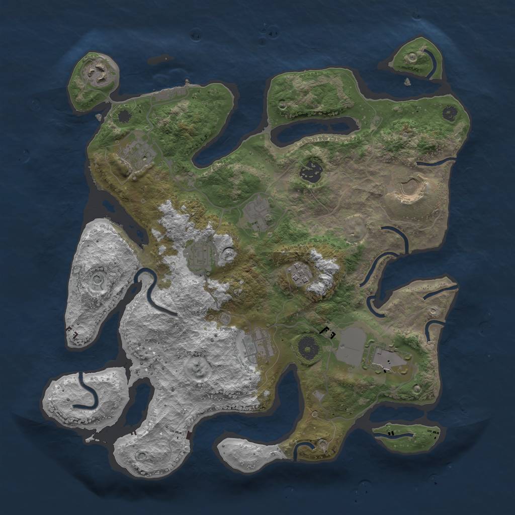 Rust Map: Procedural Map, Size: 3600, Seed: 114062745, 13 Monuments