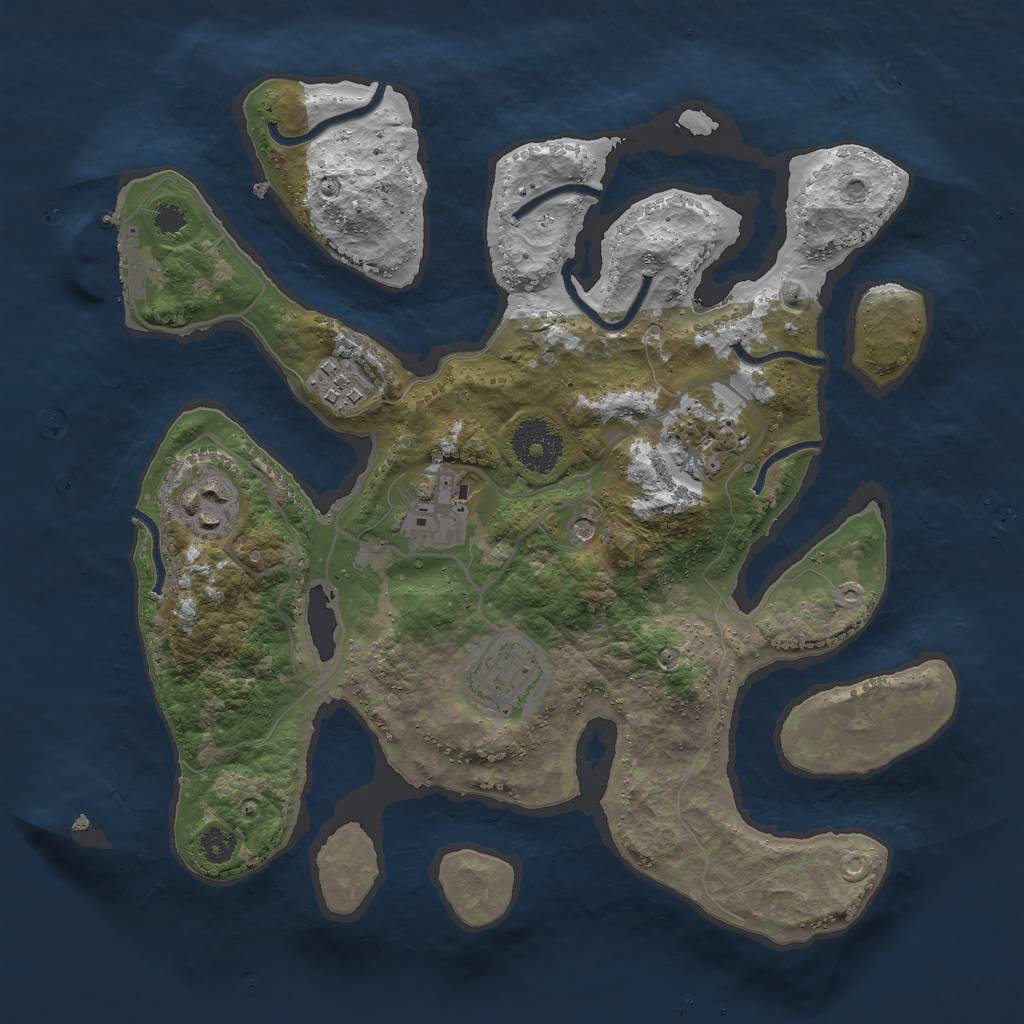 Rust Map: Procedural Map, Size: 3000, Seed: 236795, 9 Monuments