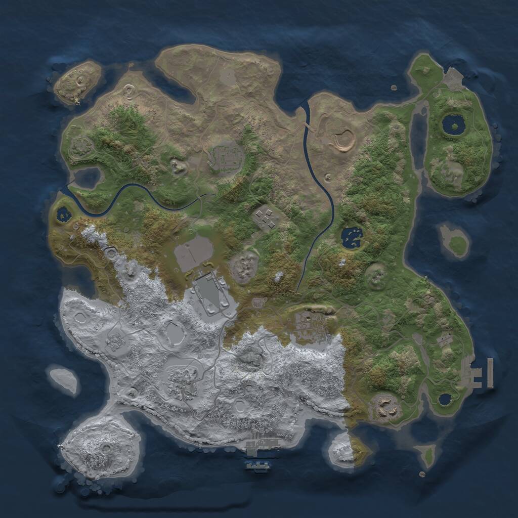 Rust Map: Procedural Map, Size: 3500, Seed: 1553455372, 13 Monuments