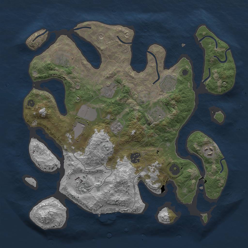 Rust Map: Procedural Map, Size: 3500, Seed: 1553455372, 13 Monuments