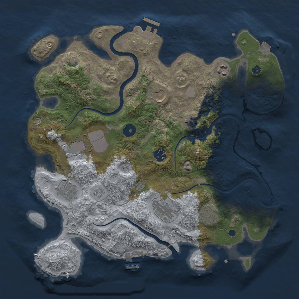 Rust Map: Procedural Map, Size: 3500, Seed: 1553455372, 14 Monuments