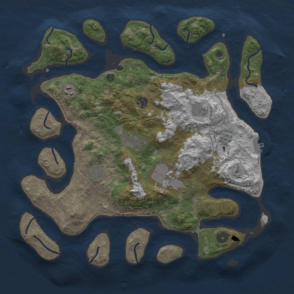 Rust Map: Procedural Map, Size: 4000, Seed: 16467, 11 Monuments