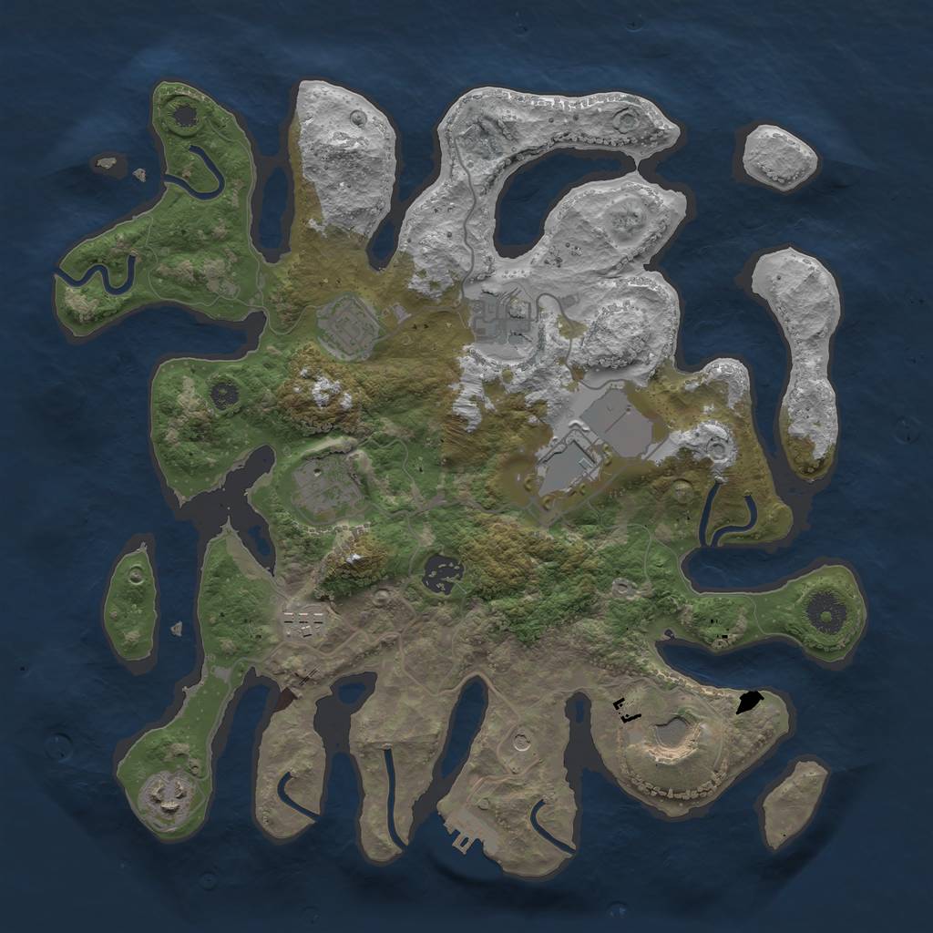 Rust Map: Procedural Map, Size: 3500, Seed: 664, 12 Monuments