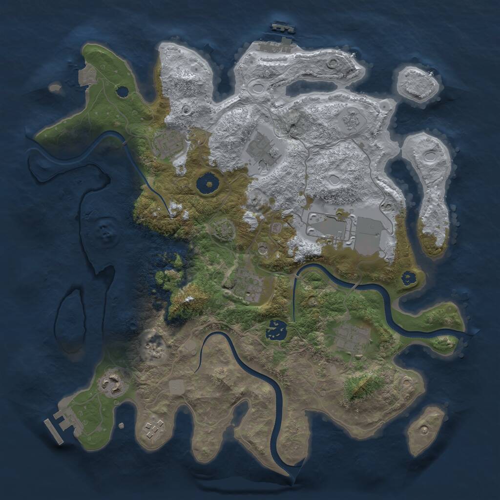 Rust Map: Procedural Map, Size: 3500, Seed: 664, 14 Monuments