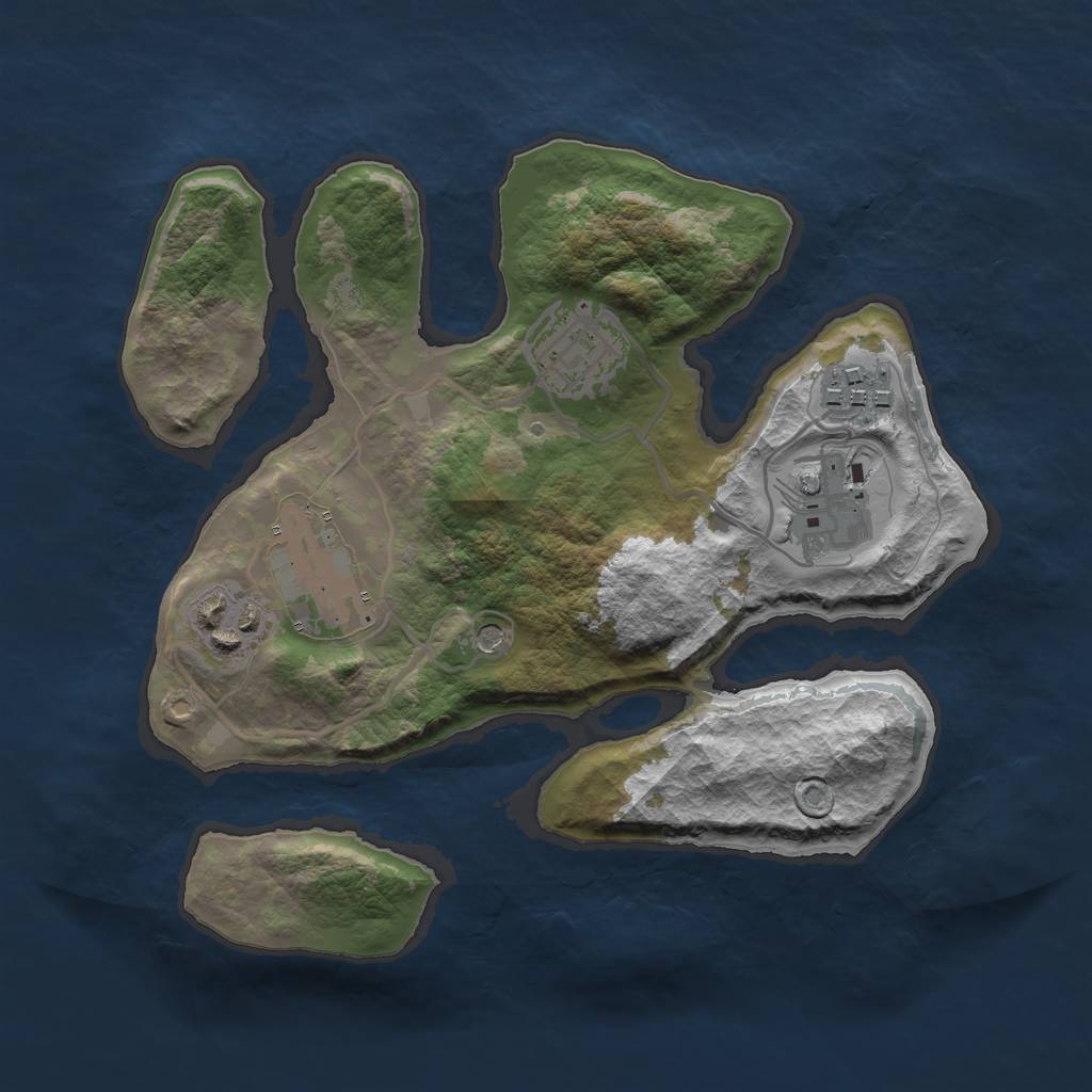 Rust Map: Barren, Size: 2500, Seed: 8881, 8 Monuments