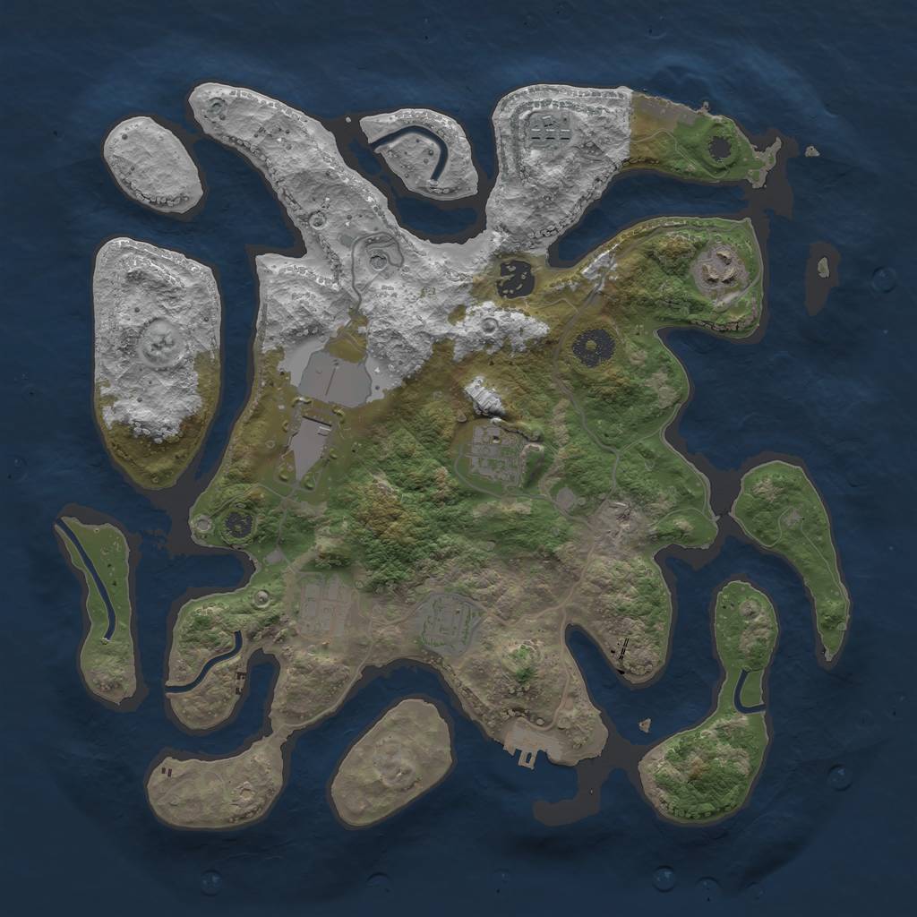 Rust Map: Procedural Map, Size: 3500, Seed: 492590394, 12 Monuments