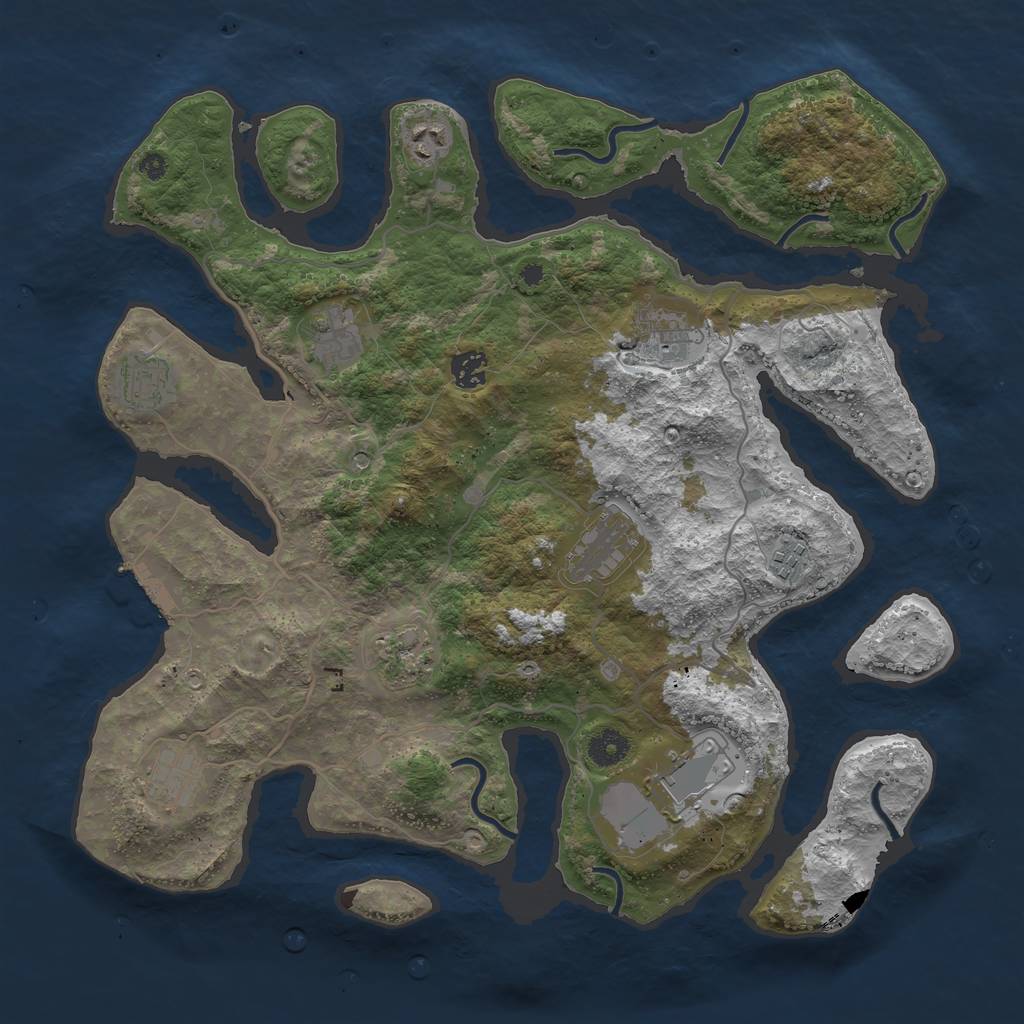 Rust Map: Procedural Map, Size: 4000, Seed: 274786, 14 Monuments