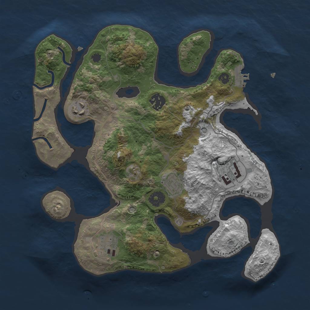 Rust Map: Procedural Map, Size: 3000, Seed: 22598, 9 Monuments