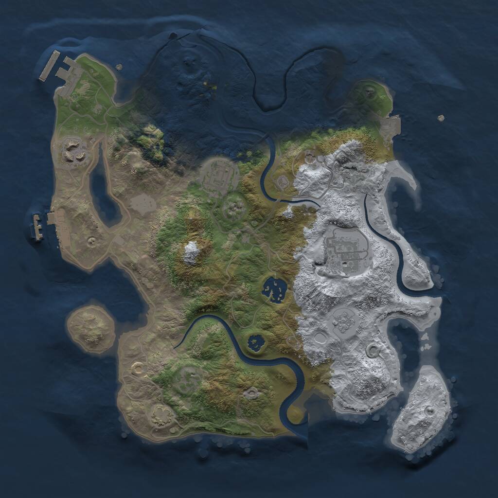 Rust Map: Procedural Map, Size: 3000, Seed: 22598, 10 Monuments
