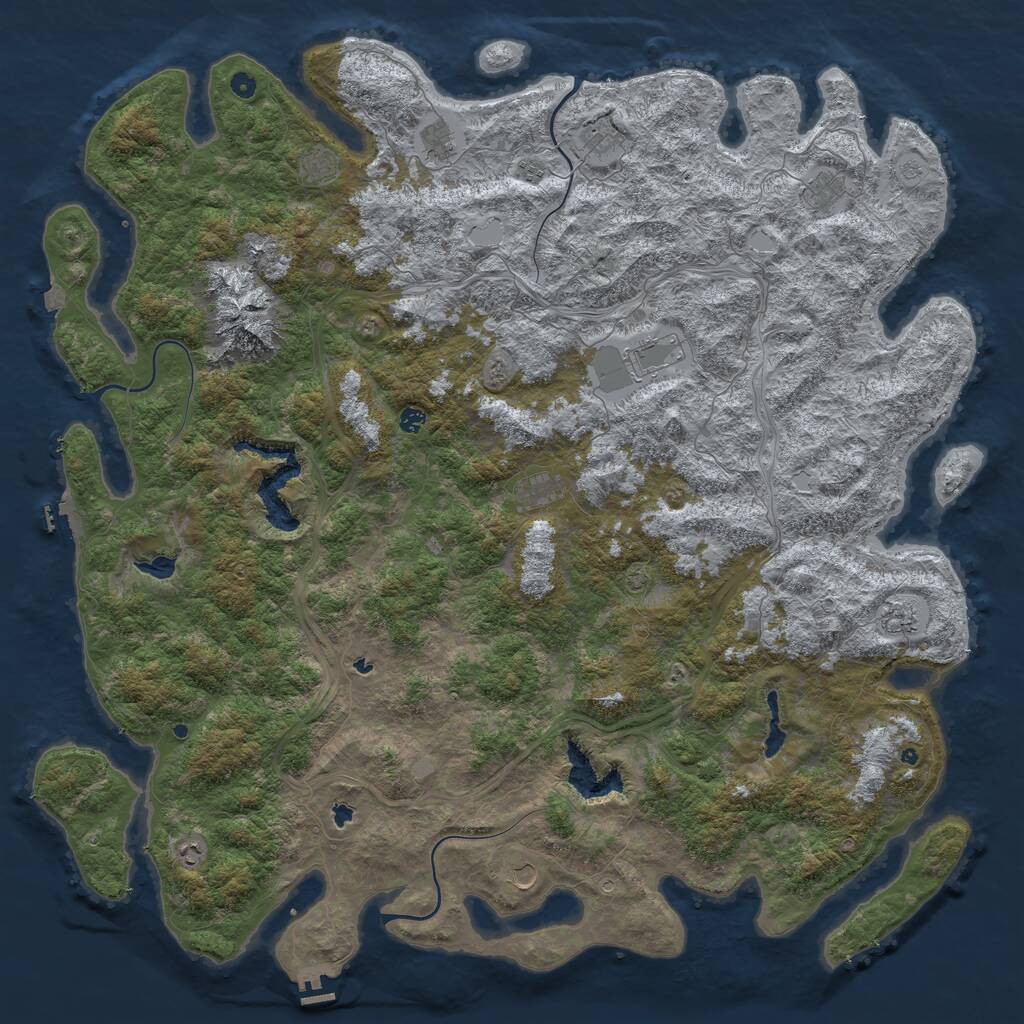 Rust Map: Procedural Map, Size: 6000, Seed: 123224, 17 Monuments