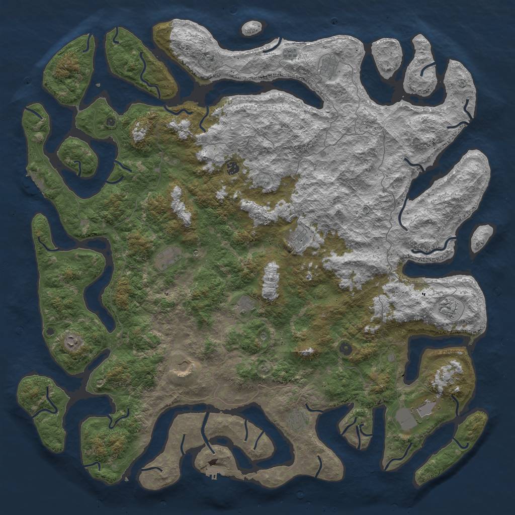 Rust Map: Procedural Map, Size: 6000, Seed: 123224, 16 Monuments