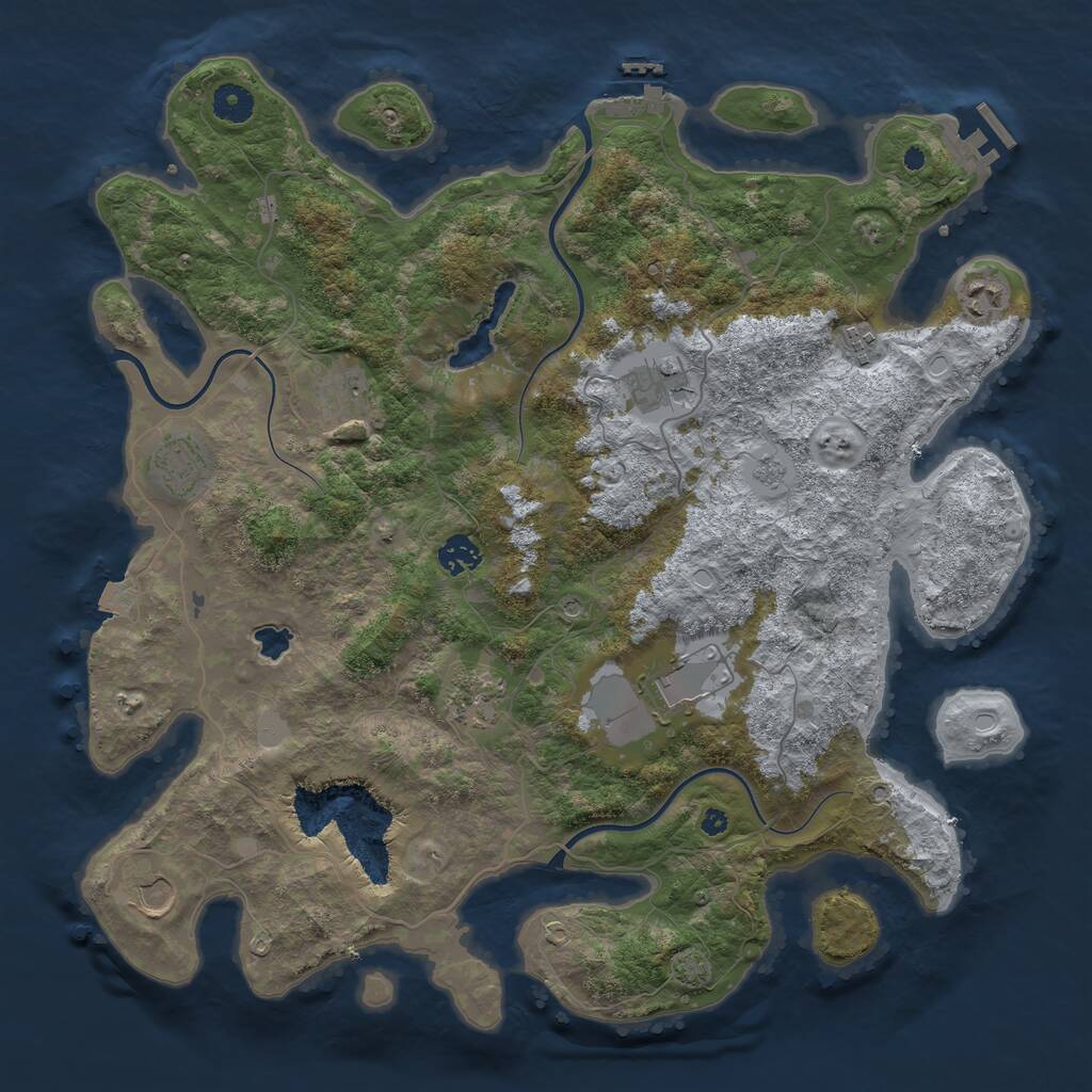 Rust Map: Procedural Map, Size: 4096, Seed: 9811, 15 Monuments