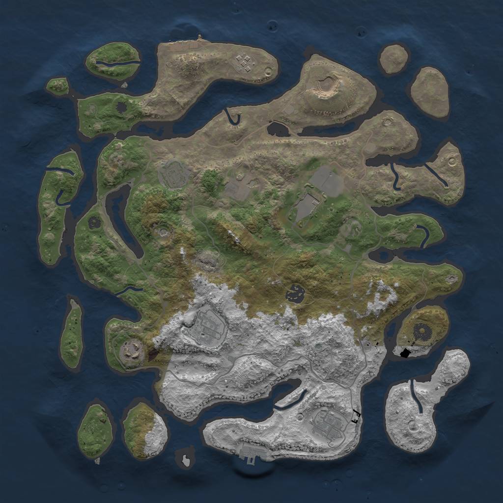 Rust Map: Procedural Map, Size: 4000, Seed: 45754, 14 Monuments