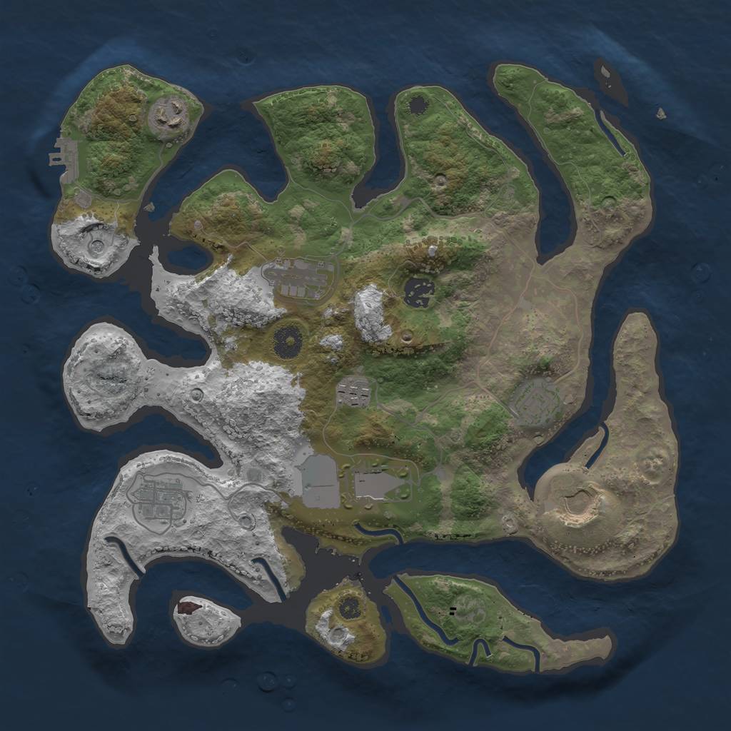 Rust Map: Procedural Map, Size: 3500, Seed: 15921, 12 Monuments