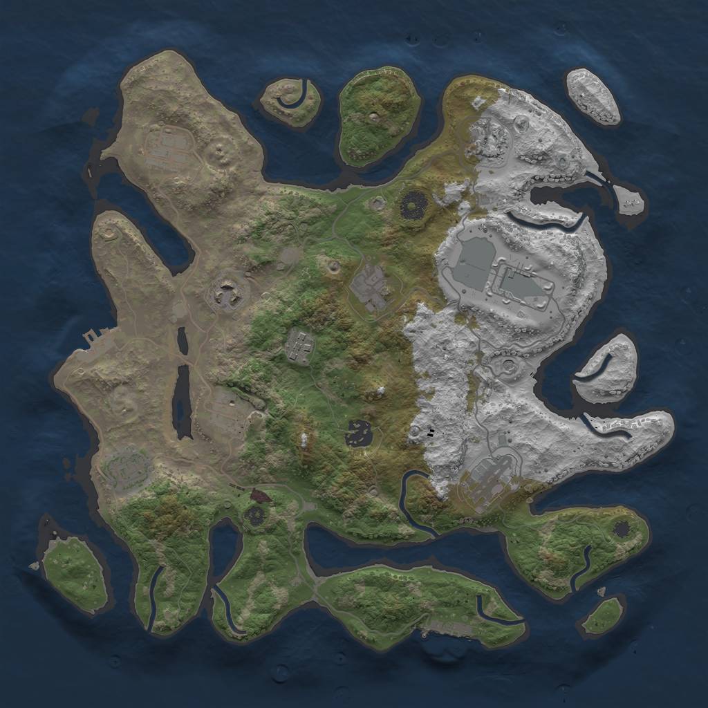 Rust Map: Procedural Map, Size: 3700, Seed: 1576569164, 15 Monuments