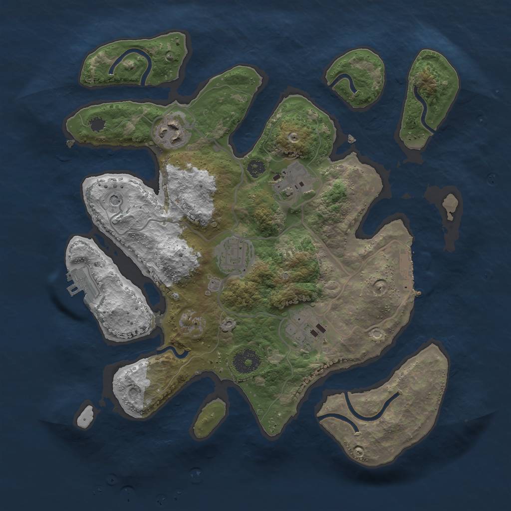 Rust Map: Procedural Map, Size: 3000, Seed: 703495941, 9 Monuments