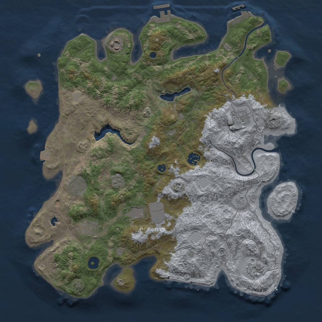 Rust Map: Procedural Map, Size: 4000, Seed: 910989696, 14 Monuments