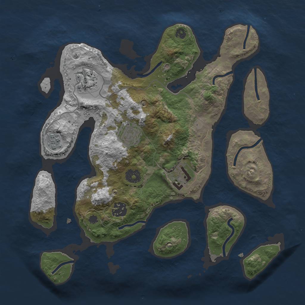 Rust Map: Procedural Map, Size: 3000, Seed: 1108142385, 7 Monuments