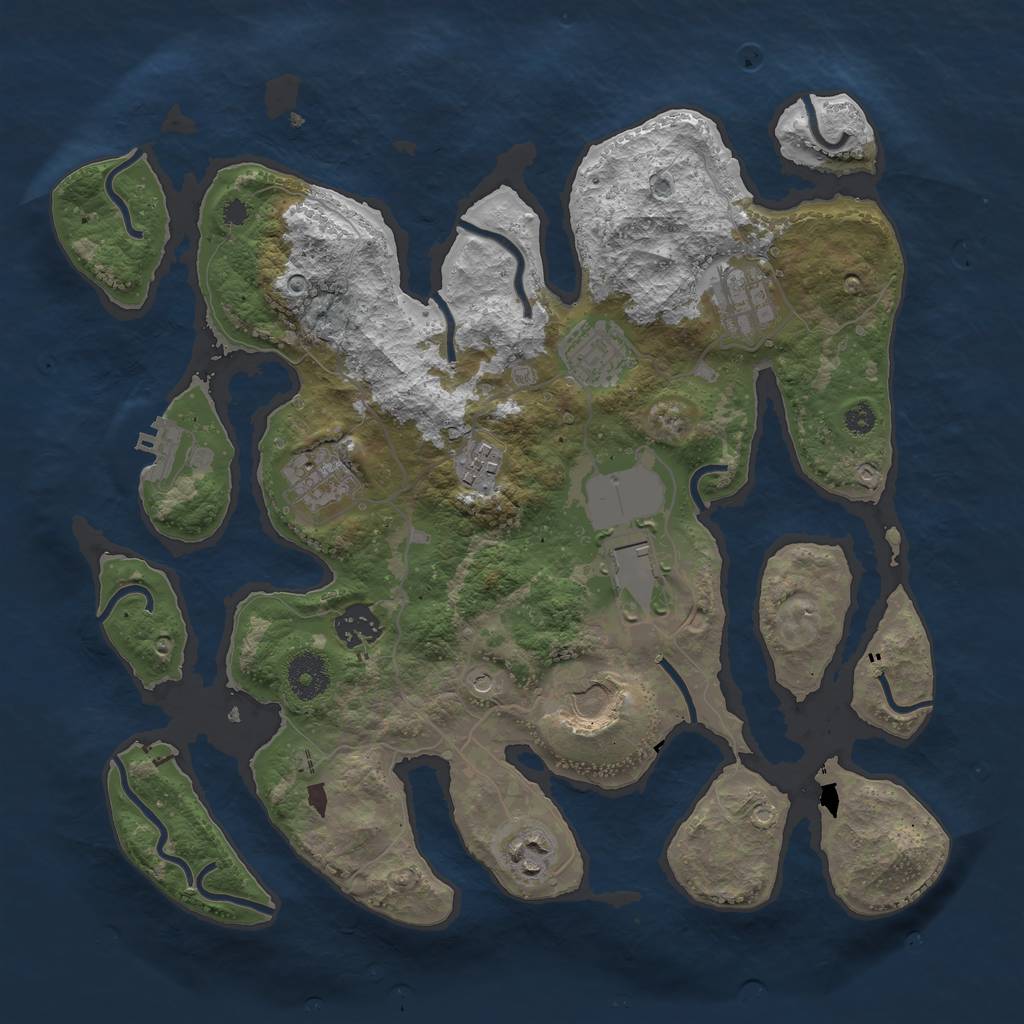 Rust Map: Procedural Map, Size: 3500, Seed: 24604, 12 Monuments