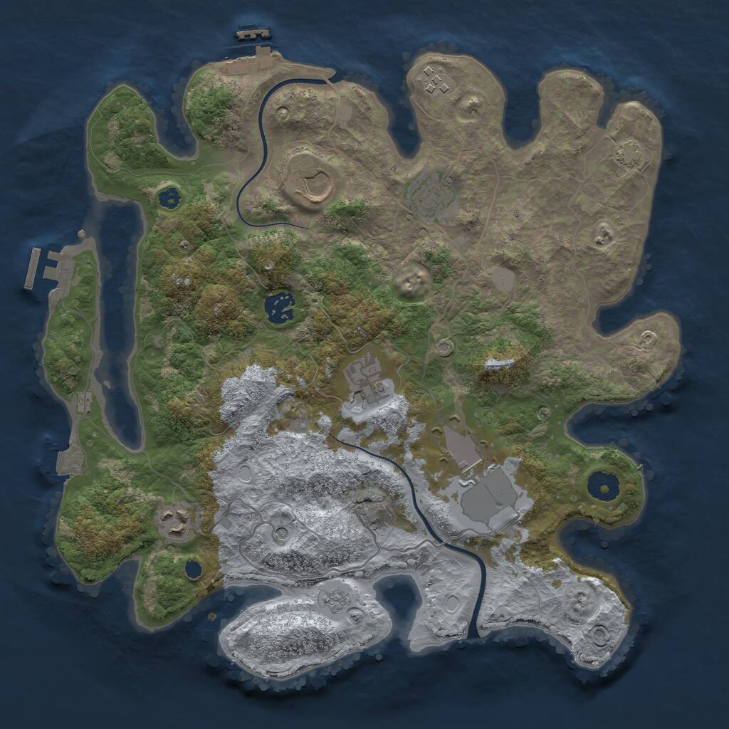 Rust Map: Procedural Map, Size: 3500, Seed: 803, 13 Monuments