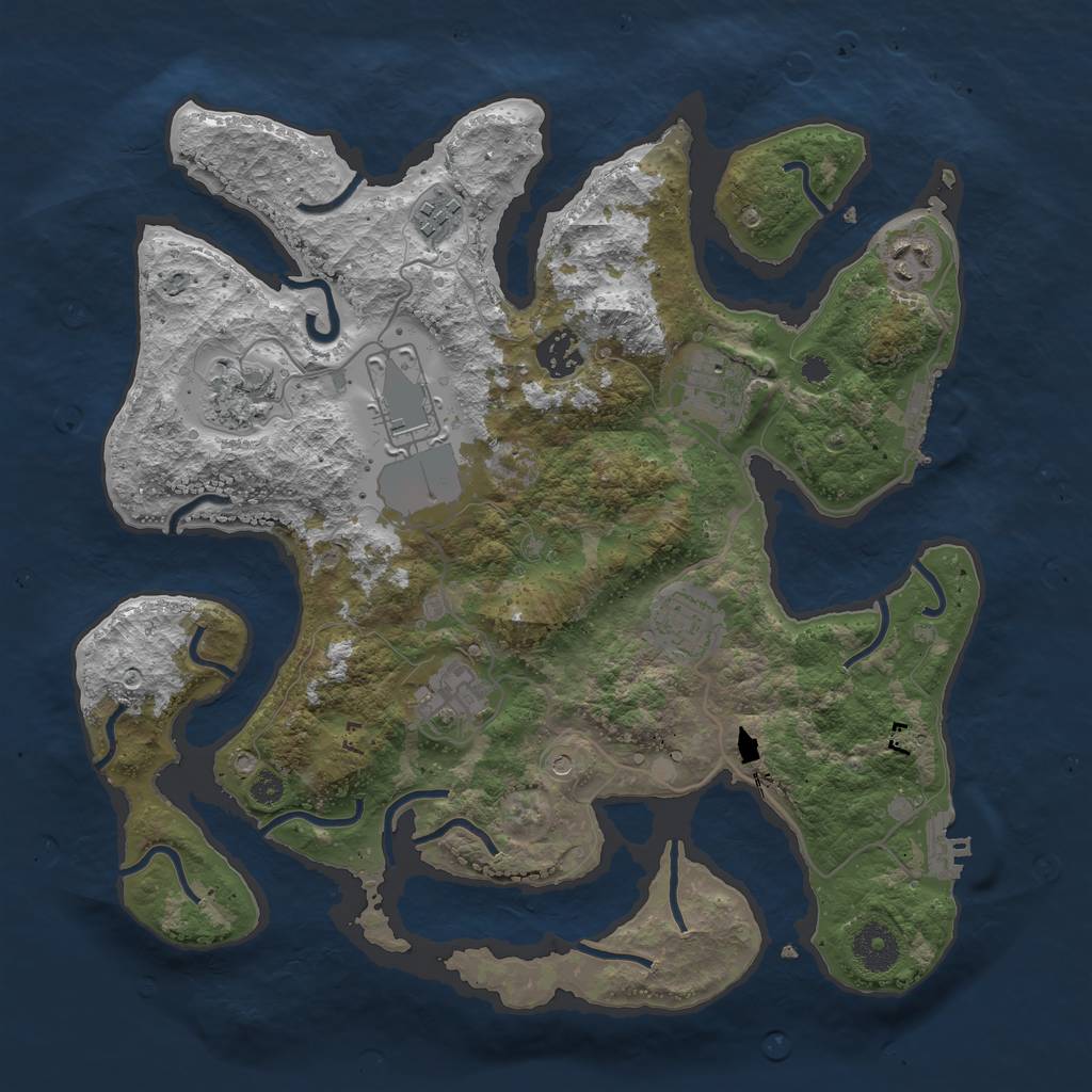 Rust Map: Procedural Map, Size: 3500, Seed: 176076002, 13 Monuments