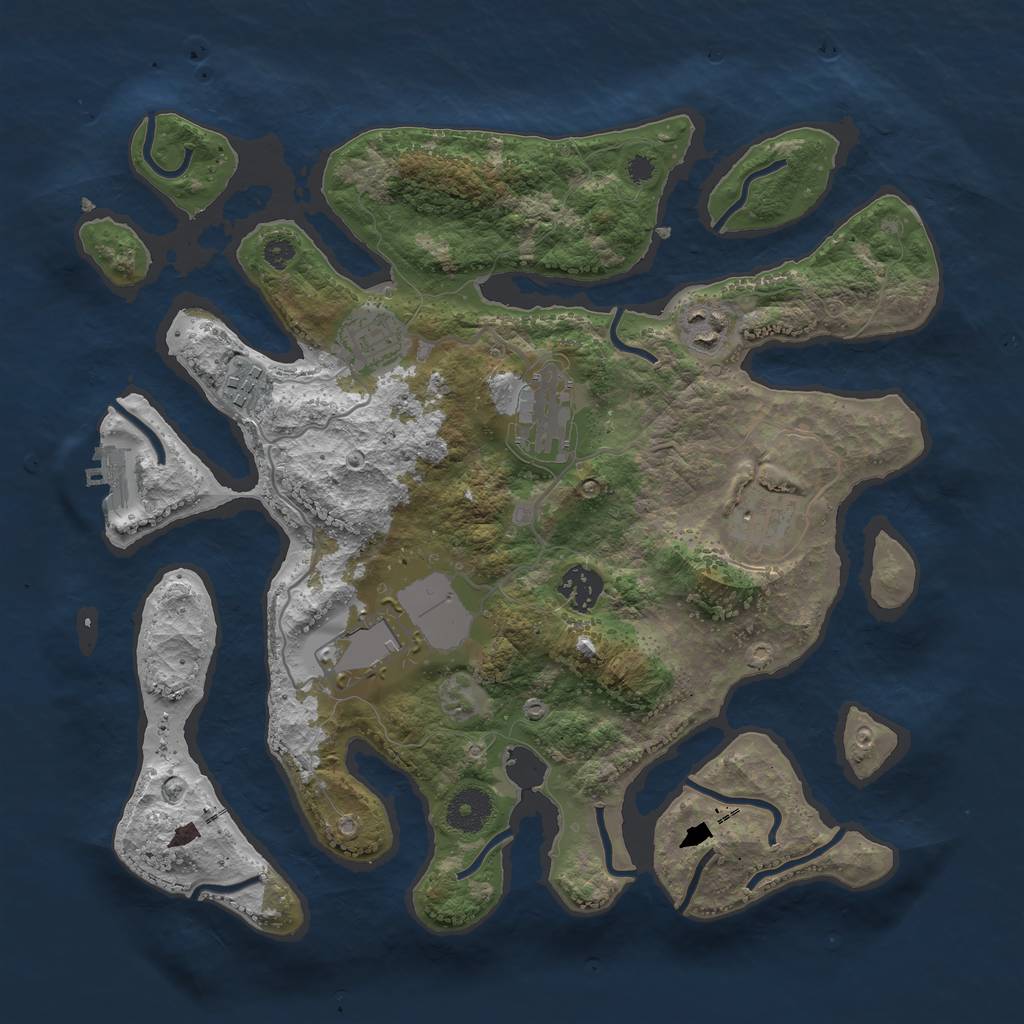 Rust Map: Procedural Map, Size: 3500, Seed: 98359061, 10 Monuments