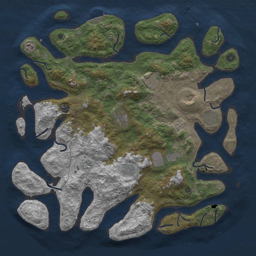 Rust Map: Procedural Map, Size: 4500, Seed: 28124774, 14 Monuments