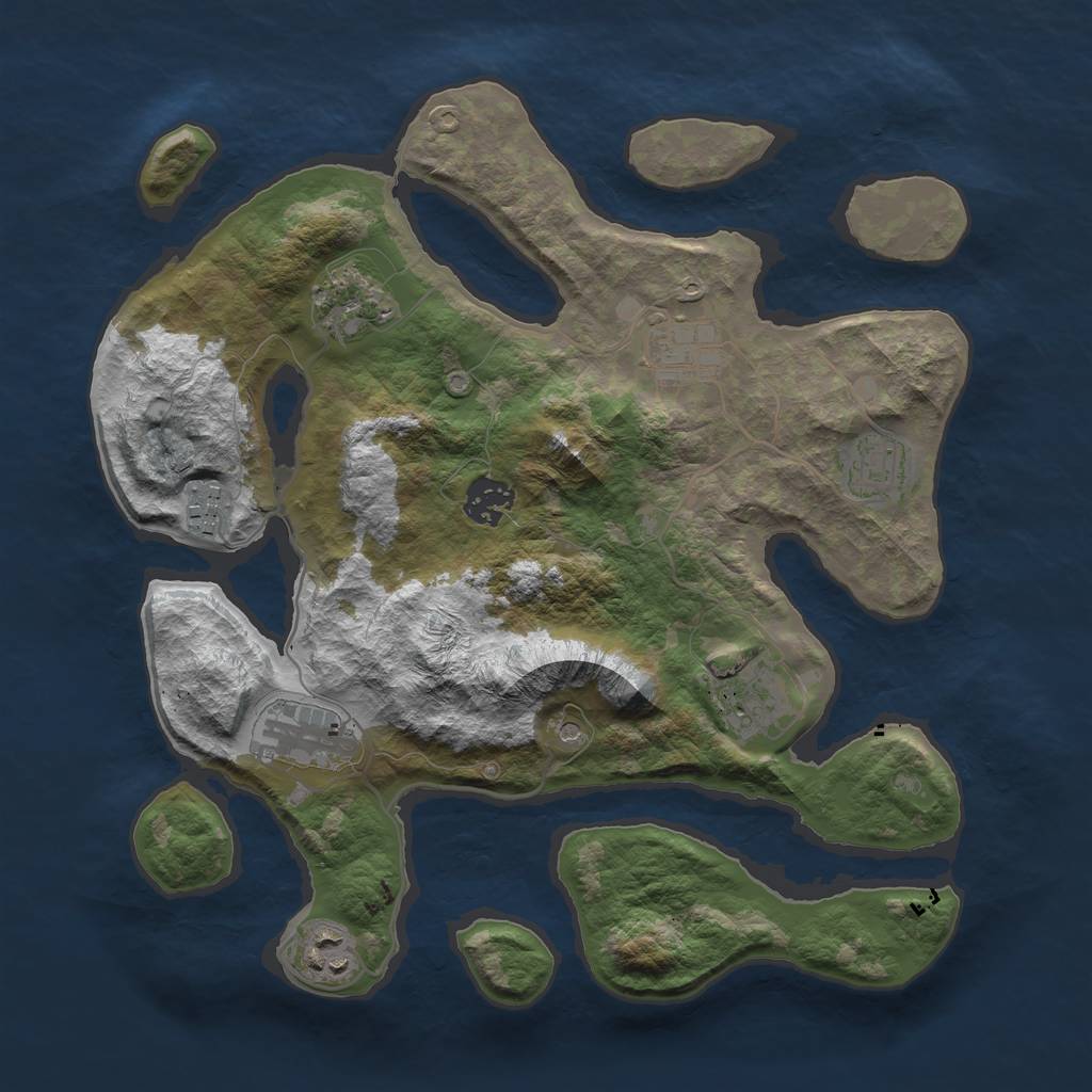 Rust Map: Barren, Size: 3365, Seed: 52164, 11 Monuments