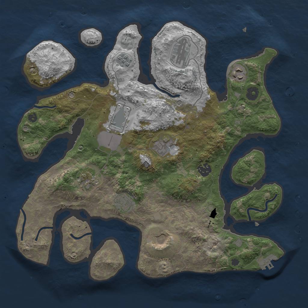 Rust Map: Procedural Map, Size: 3500, Seed: 1237958456, 13 Monuments