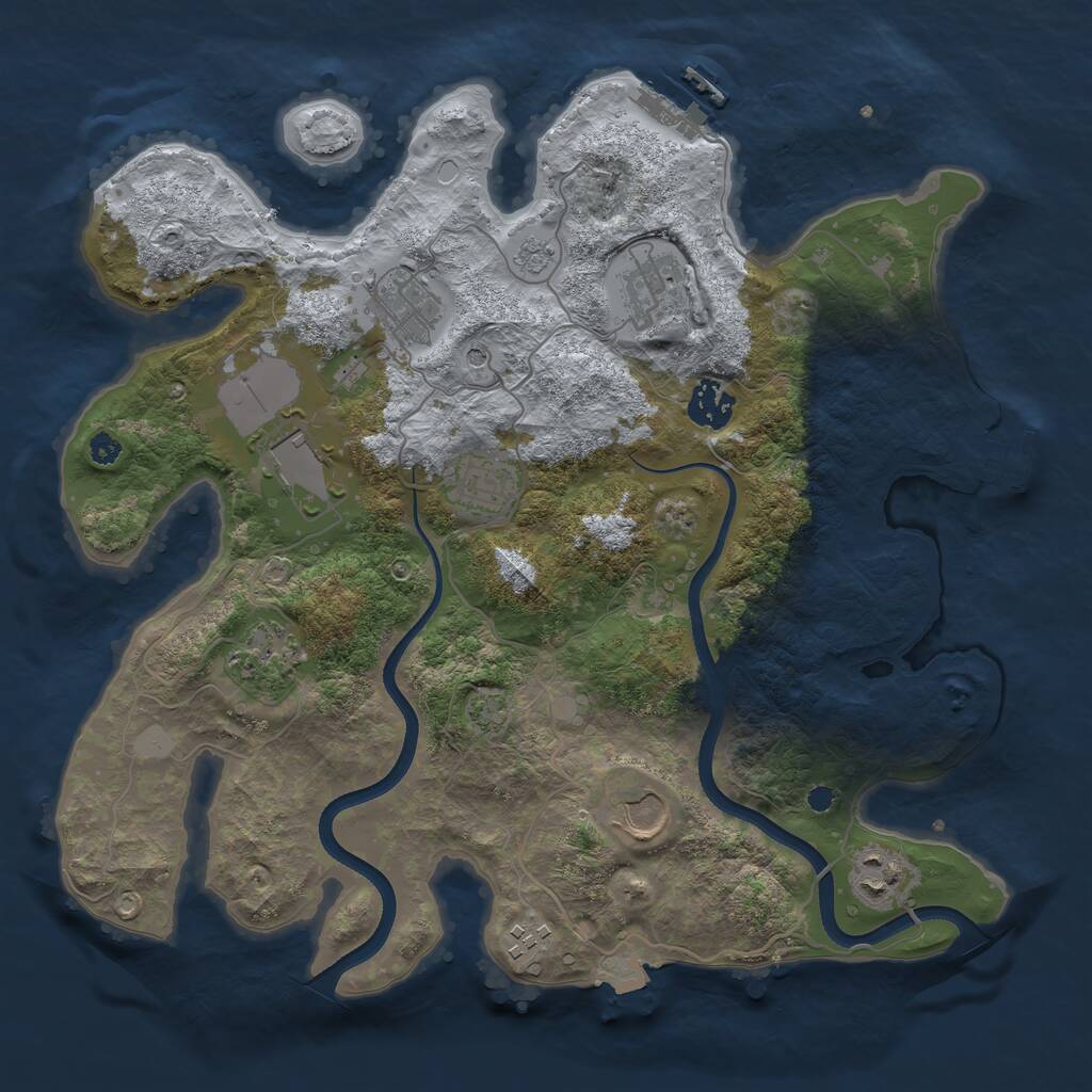 Rust Map: Procedural Map, Size: 3500, Seed: 1237958456, 15 Monuments
