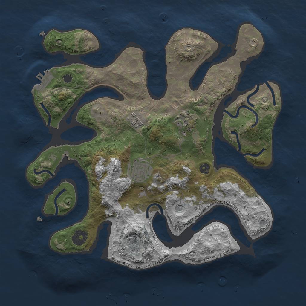 Rust Map: Procedural Map, Size: 3000, Seed: 1826809326, 7 Monuments