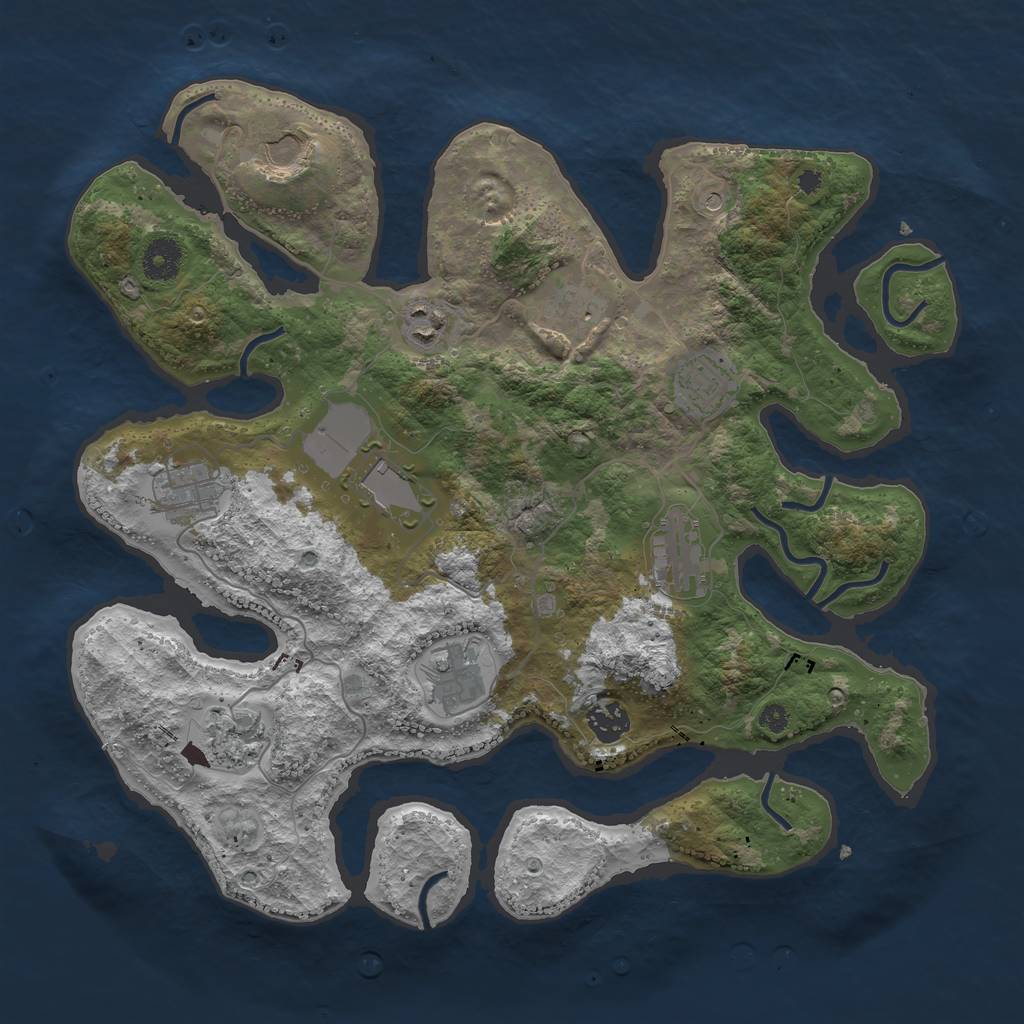 Rust Map: Procedural Map, Size: 3750, Seed: 1304924407, 13 Monuments