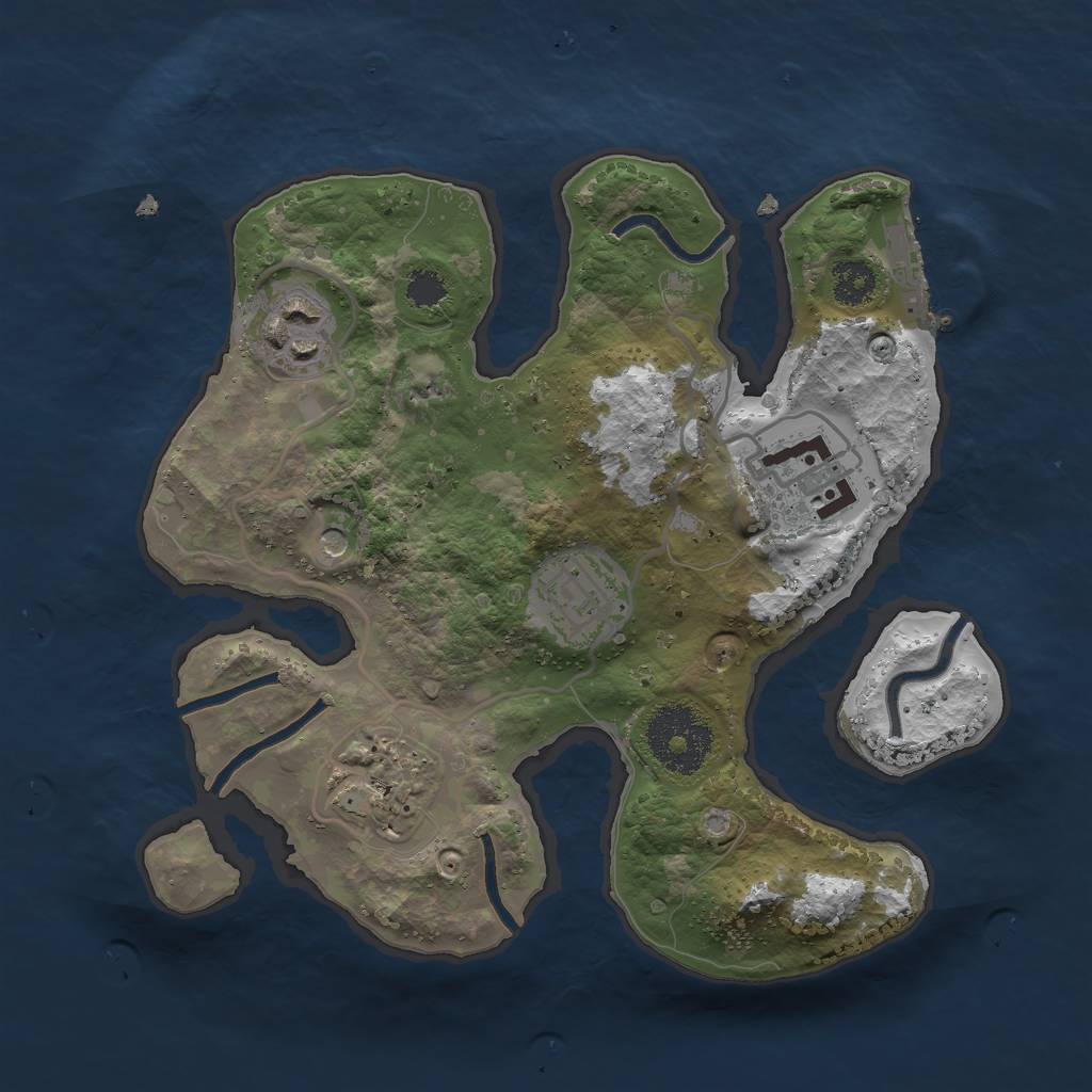 Rust Map: Procedural Map, Size: 2500, Seed: 23985, 8 Monuments