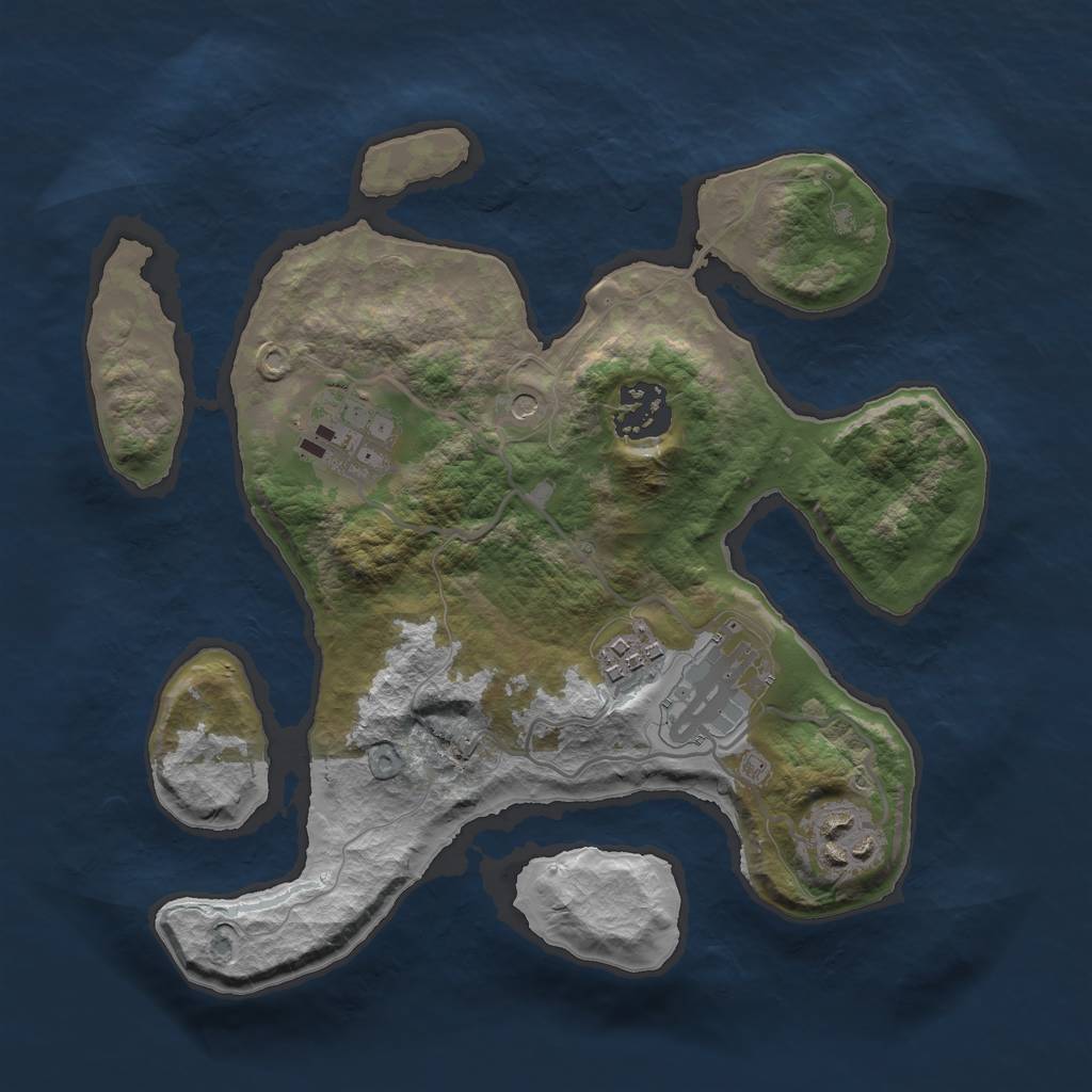 Rust Map: Barren, Size: 2700, Seed: 48476490, 8 Monuments