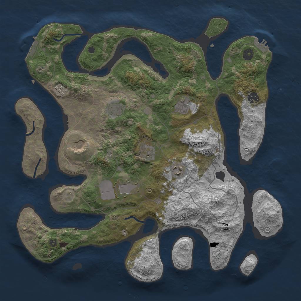 Rust Map: Procedural Map, Size: 4000, Seed: 4776, 13 Monuments