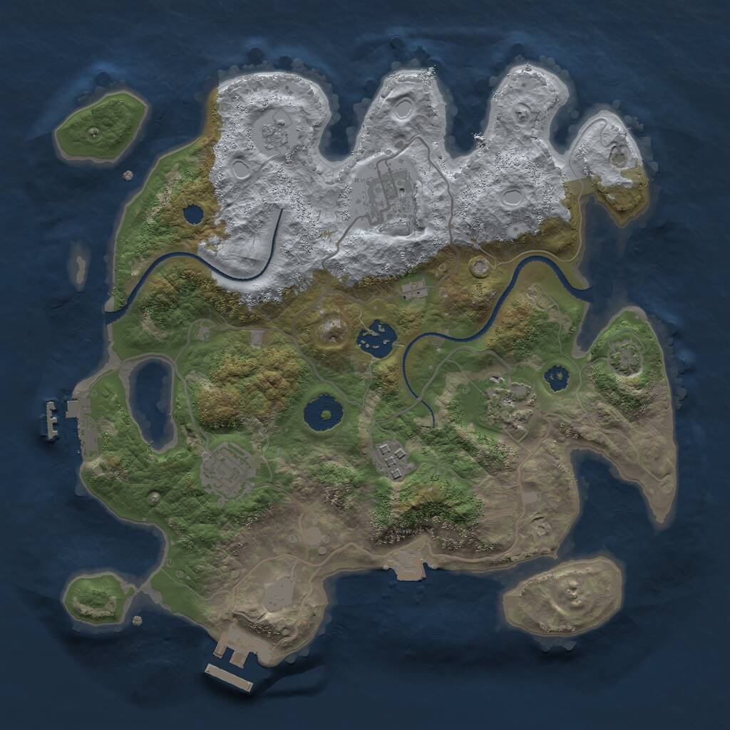 Rust Map: Procedural Map, Size: 3000, Seed: 2013896732, 10 Monuments