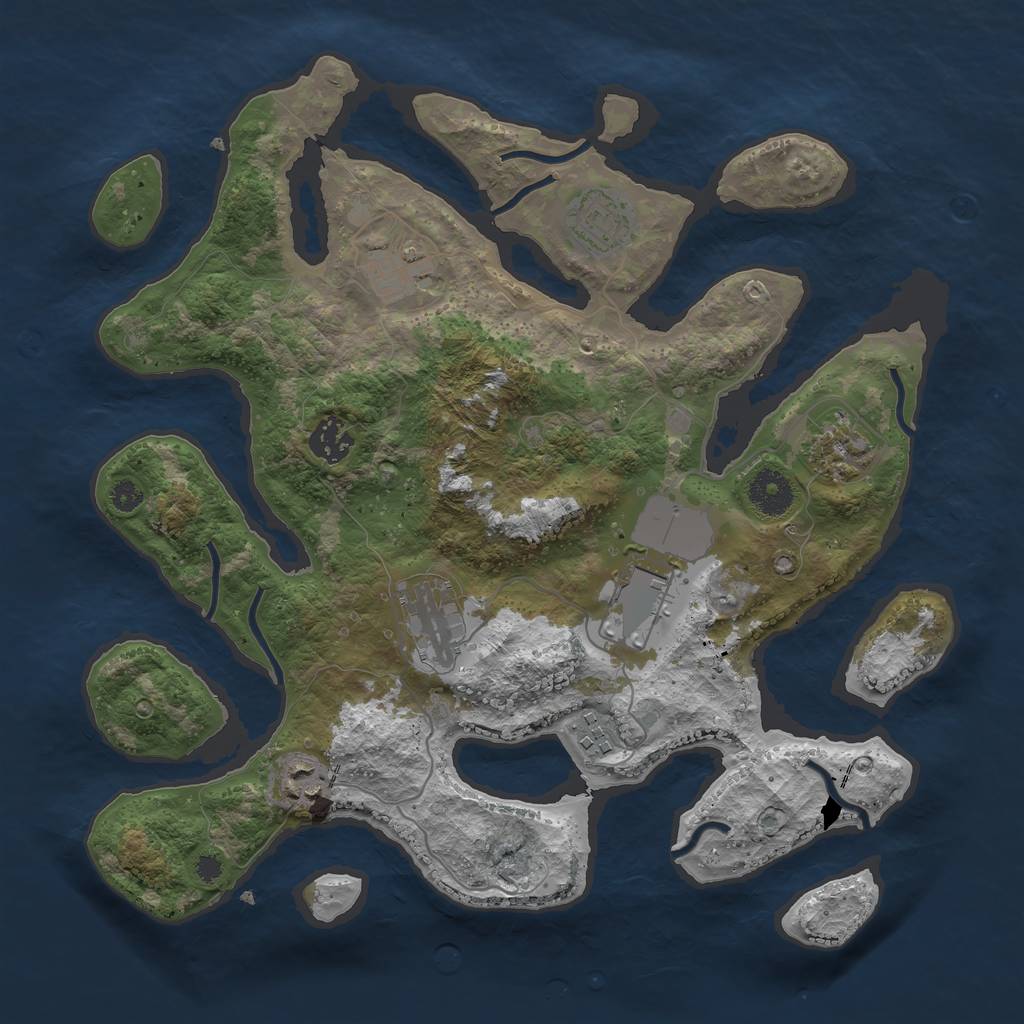 Rust Map: Procedural Map, Size: 3500, Seed: 725542653, 10 Monuments
