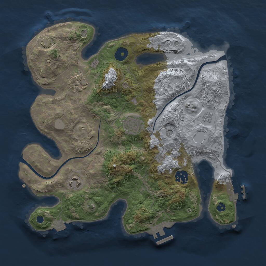 Rust Map: Procedural Map, Size: 3000, Seed: 822879, 10 Monuments