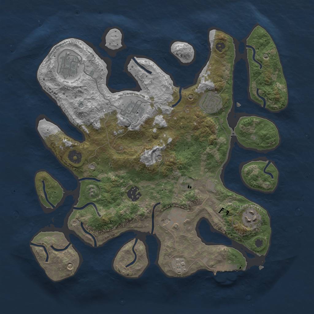 Rust Map: Procedural Map, Size: 3400, Seed: 97215485, 11 Monuments