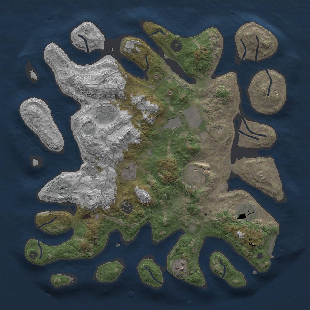 Rust Map: Procedural Map, Size: 4000, Seed: 258964, 12 Monuments