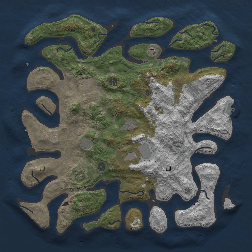 Rust Map: Procedural Map, Size: 4500, Seed: 18883244, 14 Monuments