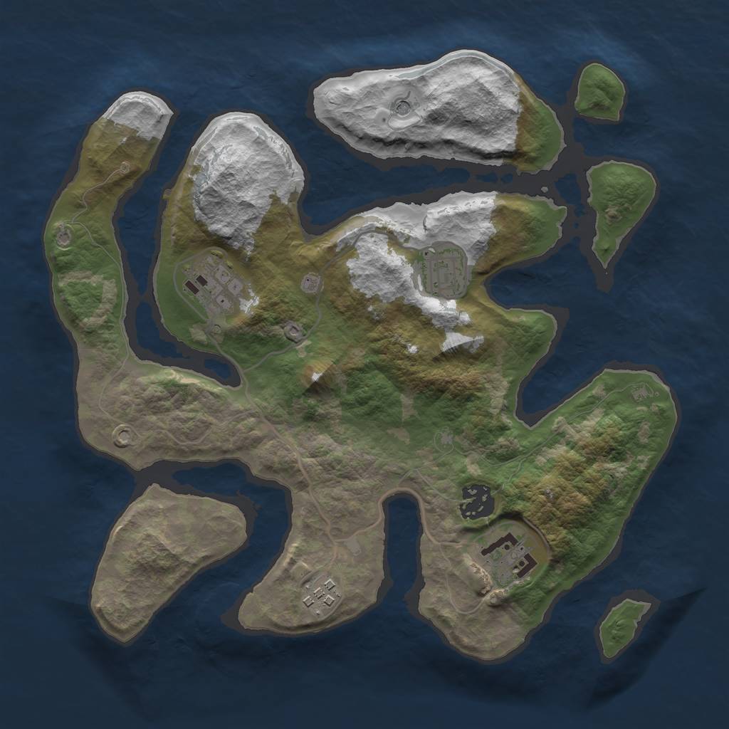 Rust Map: Barren, Size: 3000, Seed: 426496, 8 Monuments